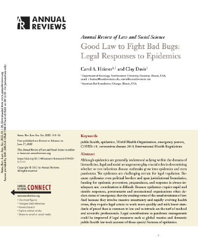 Cover image for Good Law to Fight Bad Bugs: Legal Responses to Epidemics